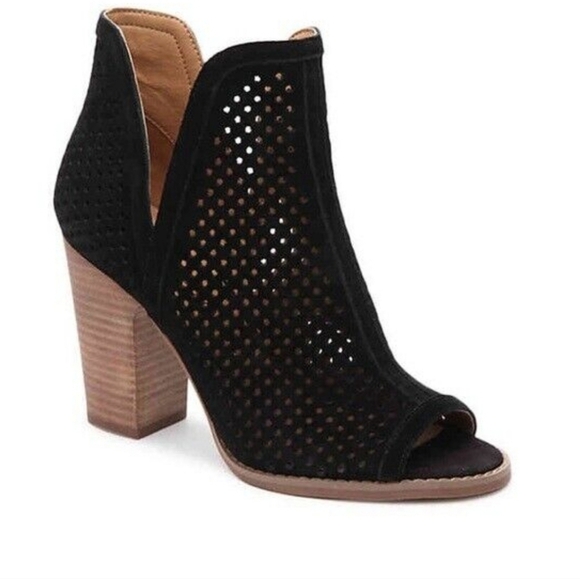 Lucky Brand Larise Cut Out Open Toe Ankle Bootie Womens 7.5 Black Slip O… - Picture 2 of 9